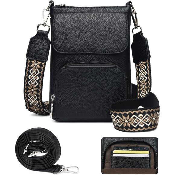 Women Small Leather Crossbody Bag Multi Pocket Phone Wallet Shoulder - Picture 1 of 8